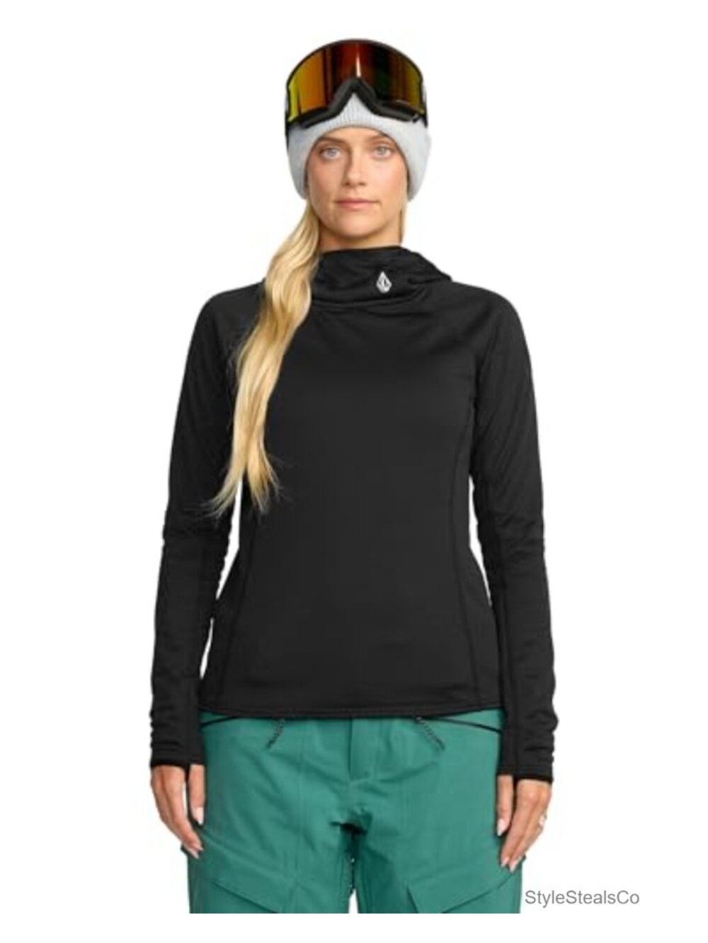 Volcom Women's Gridlock Performance Fitted Balaclava Pullover Hoodie Thumbholes